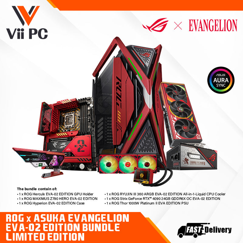 ASUS ROG X EVANGELION BUNDLE SET PACKAGE INCLUE CASE / MOTHERBOARD / RTX 4090 / AIO /PSU AND GPU HOLDER