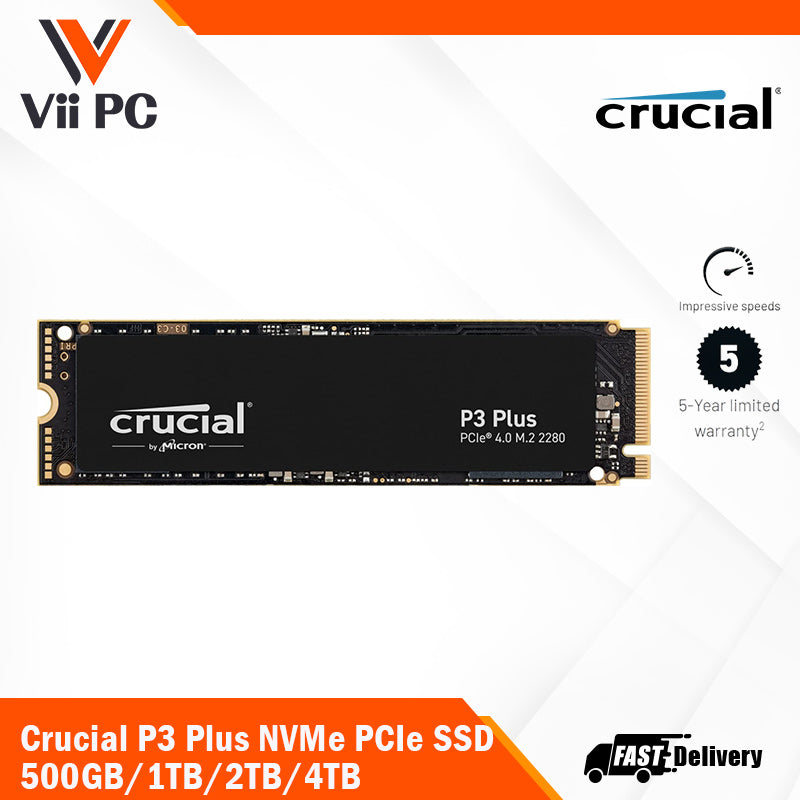 Crucial P3 Plus PCIe 4.0 3D NAND NVMe M.2 SSD ( 500GB / 1TB/ 2TB / 4TB ) - Internal SSD Storage