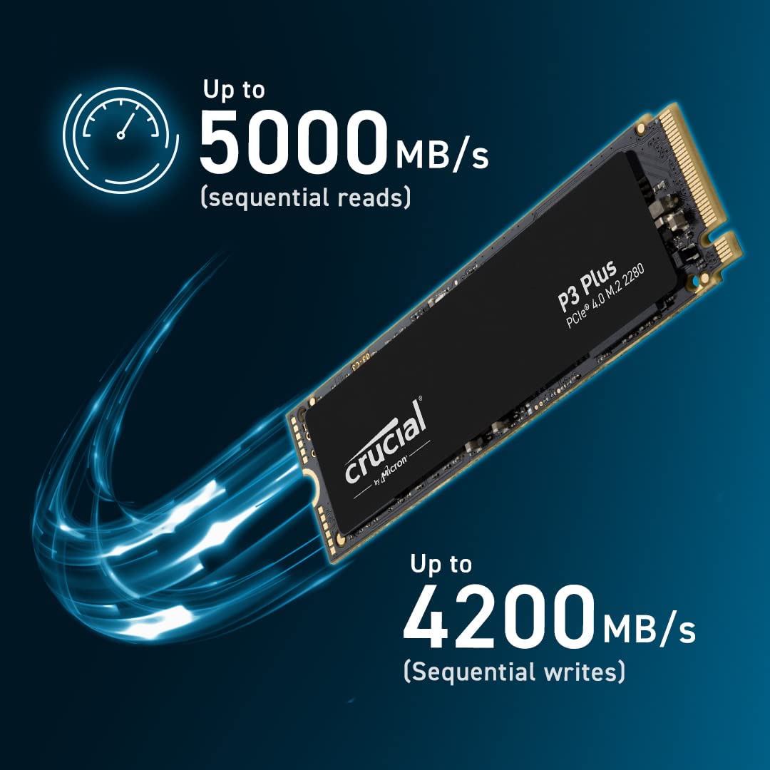 Crucial P3 Plus PCIe 4.0 3D NAND NVMe M.2 SSD ( 500GB / 1TB/ 2TB / 4TB ) - Internal SSD Storage