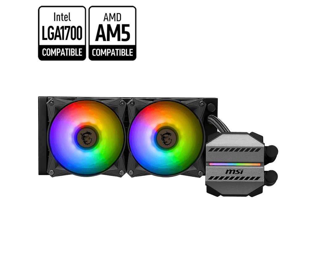 MSI MAG CORELIQUID M240 240mm Radiator/ARGB Fan/ARGB Block/3 Yrs Wty