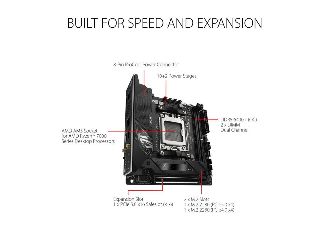 ASUS ROG STRIX B650E-I GAMING WIFI AM5 Mini-ITX Motherboard + AMD Ryzen 7 7800X3D (AM5) Processor BUNDLE