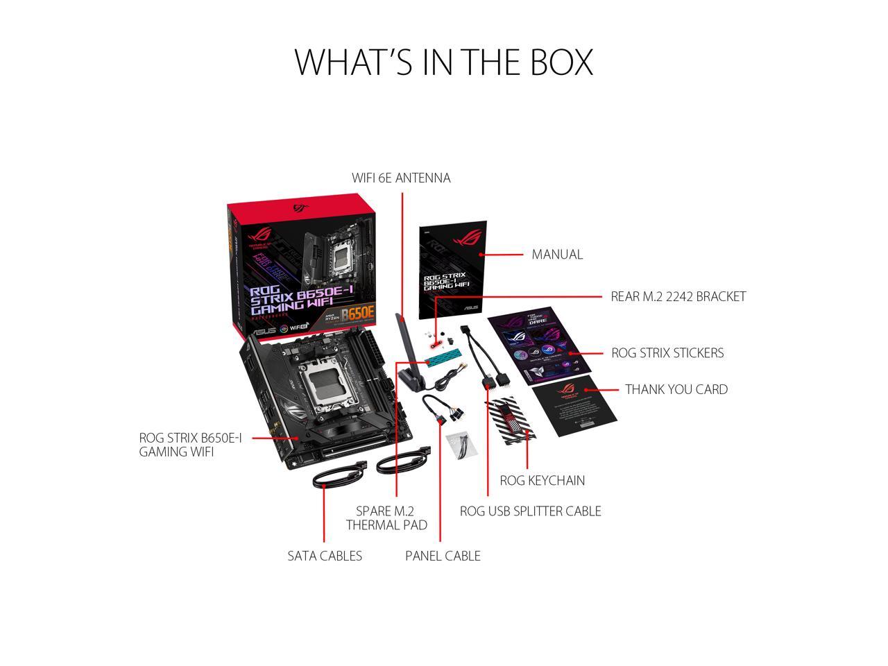 ASUS ROG STRIX B650E-I GAMING WIFI AM5 Mini-ITX Motherboard + AMD Ryzen 7 7800X3D (AM5) Processor BUNDLE