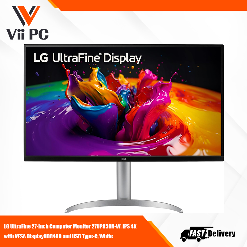 LG UltraFine 27-Inch Computer Monitor 27UP850N-W, IPS 4K with VESA DisplayHDR400 and USB Type-C, White