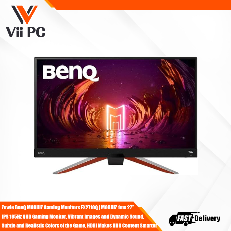 BenQ MOBIUZ Gaming Monitors EX2710Q | MOBIUZ 1ms 27" IPS 165Hz QHD Gaming Monitor, Vibrant Images and Dynamic Sound, Subtle and Realistic Colors of the Game, HDRi Makes HDR Content Smarter