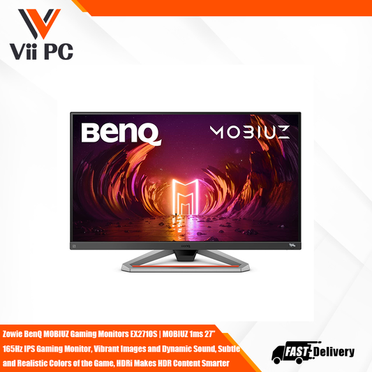 Zowie BenQ MOBIUZ Gaming Monitors EX2710S | MOBIUZ 1ms 27" 165Hz IPS Gaming Monitor, Vibrant Images and Dynamic Sound, Subtle and Realistic Colors of the Game, HDRi Makes HDR Content Smarter