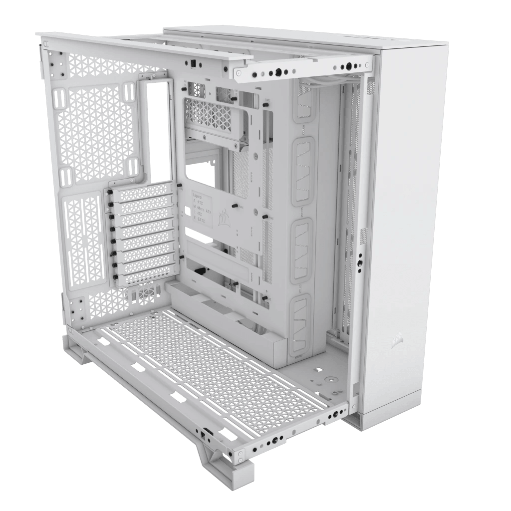 CORSAIR 6500X Mid-Tower Dual Chamber ATX PC Case - BLACK/WHITE, Tempered Glass, 8 horizontal + 3 vertical slots, Compatible with reverse connector motherboards, 2Yrs Wty