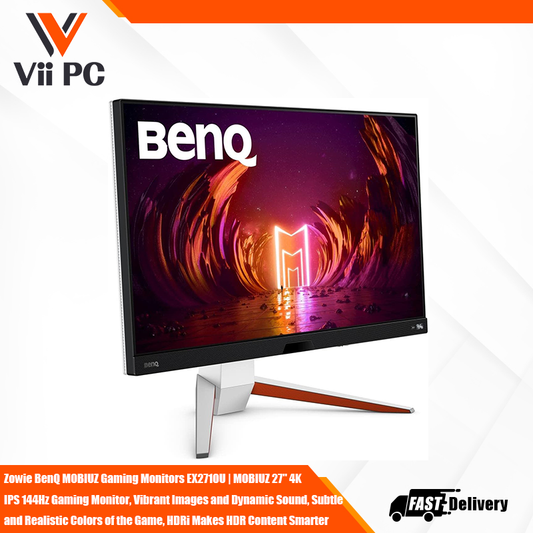 Zowie BenQ MOBIUZ Gaming Monitors EX2710U | MOBIUZ 27" 4K IPS 144Hz Gaming Monitor, Vibrant Images and Dynamic Sound, Subtle and Realistic Colors of the Game, HDRi Makes HDR Content Smarter, Fast Response and No Tearing, Adjusting Light Intensity