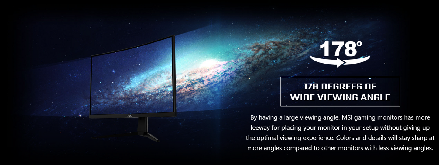 MSI G2422C Gaming Monitor - 23.6" FHD (1920x1080) Curved 1500R, VA Panel, 180hz, 1ms(MPRT), Adaptive Sync