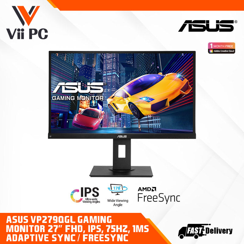 ASUS VP279QGL Gaming Monitor - 27" IPS, FHD, 1ms MPRT, 75Hz, Adaptive-Sync/FreeSync™, ELMB, Low Blue Light, Flicker Free, Ergonomic Design