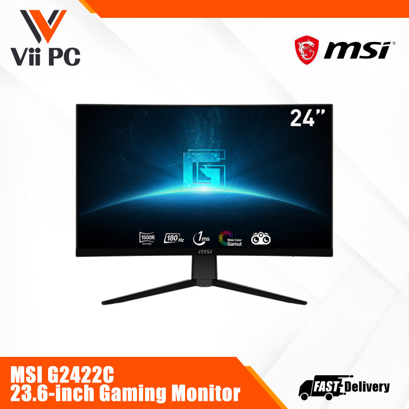 MSI G2422C Gaming Monitor - 23.6" FHD (1920x1080) Curved 1500R, VA Panel, 180hz, 1ms(MPRT), Adaptive Sync