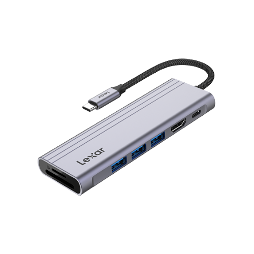 Lexar H31 7-in-1 USB-C Hub Docking Station HDMI 4K, 60Hz, Multi-Port Adapter Dongle, with 3 USB 3.2 Ports, HDMI, 100W PD, SD/TF Card Reader, Compatible with Laptop/Tablet/Smartphone