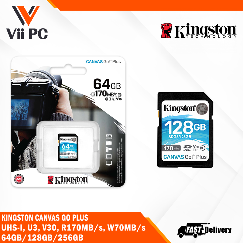 Kingston Canvas Go Plus (64GB/128GB/256GB) UHS-I, U3, V30, R170MB/s, W70MB/s