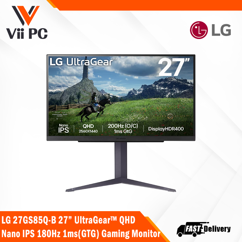 LG 27GS85Q-B 27” UltraGear QHD Nano IPS 180Hz 1ms(GTG) Gaming Monitor, DisplayHDR 400