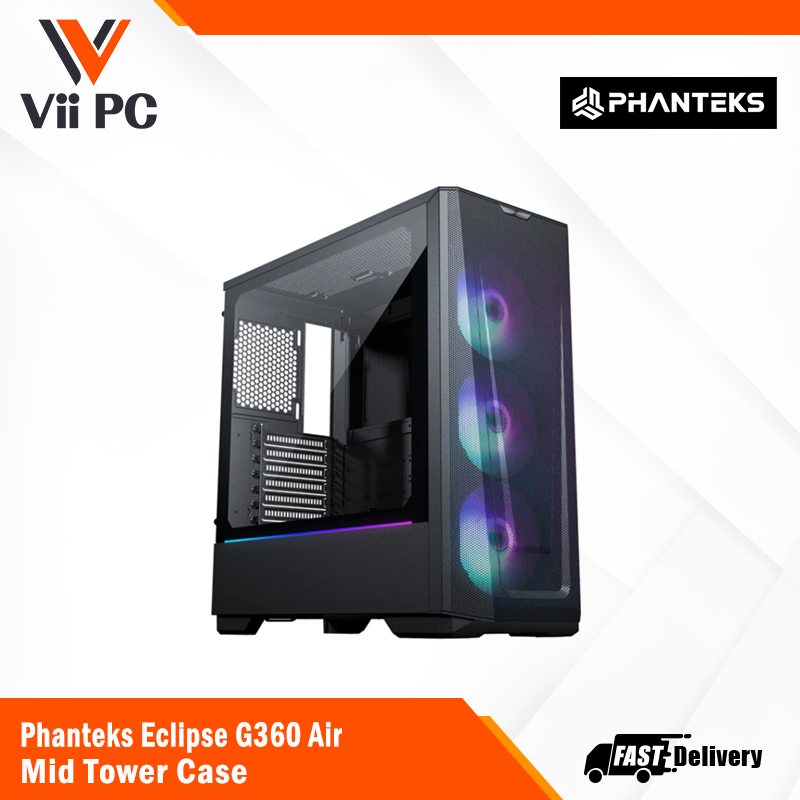 Phanteks Eclipse G360 Air Mid Tower Case, Tempered Glass, DRGB, Satin Black
