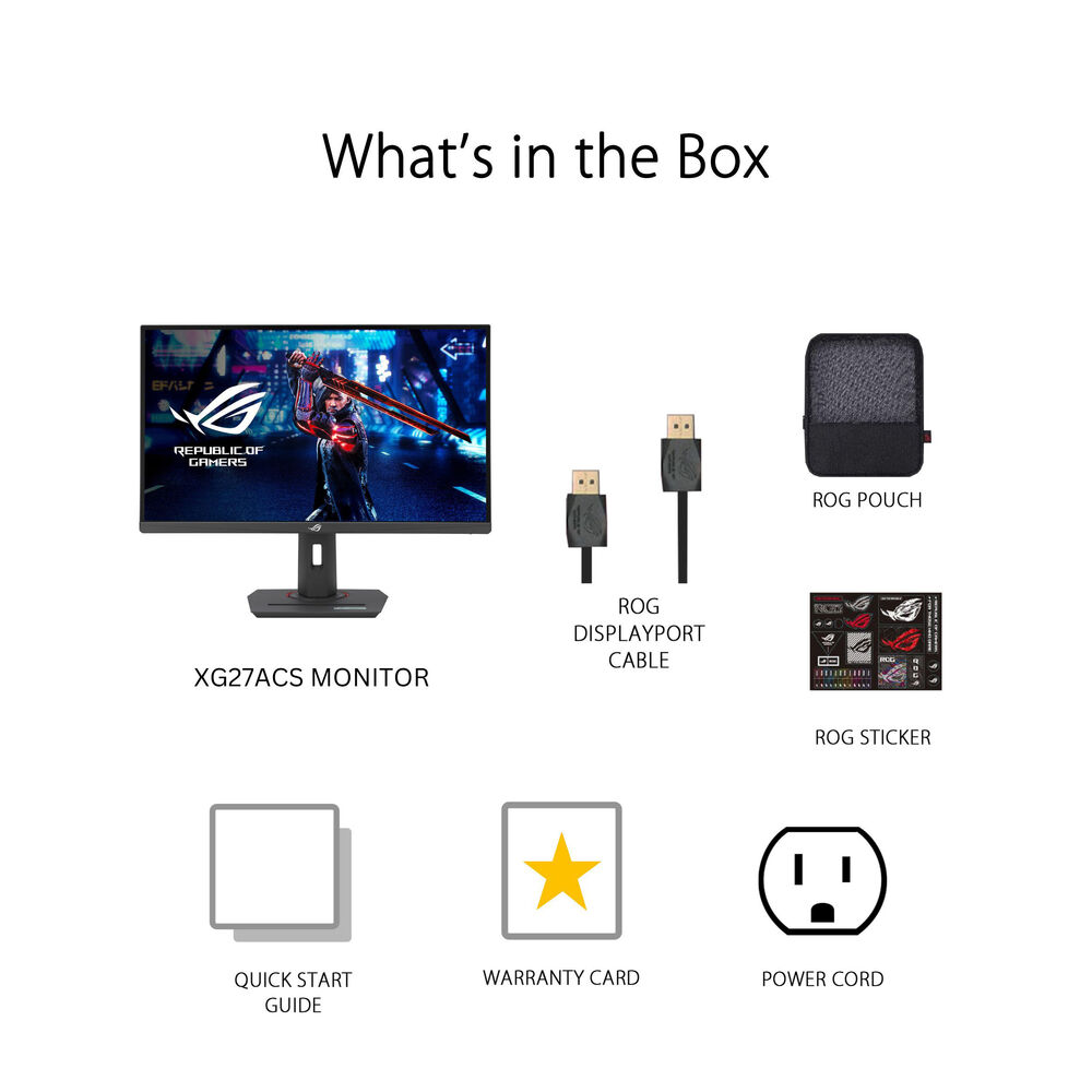 ASUS ROG Strix XG27ACS 27" USB Type-C Gaming Monitor - WQHD(2560x1440), 180Hz Native Refresh Rate, 1ms(GTG), Fast IPS, ELMB-SYNC, ADAPTIVE-SYNC, USB Type-C, G-SYNC, DisplayWidget Center, Tripod Socket, HDR