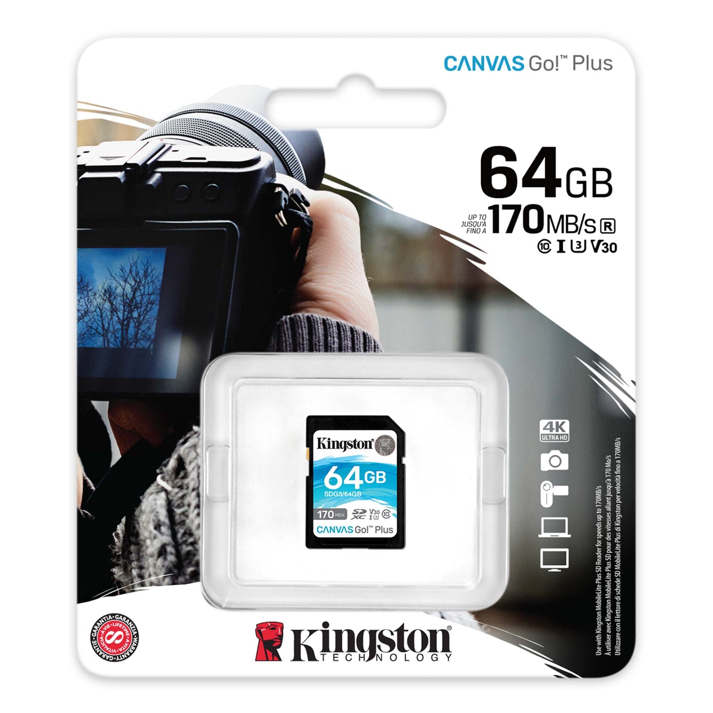 Kingston Canvas Go Plus (64GB/128GB/256GB) UHS-I, U3, V30, R170MB/s, W70MB/s