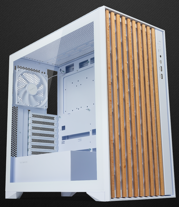 Tecware High Airflow ATX TG Case with 4 Fans Case - Black/White