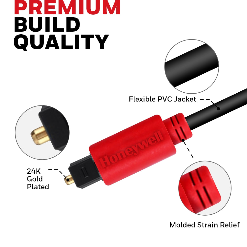 Honeywell Digital optical Cable 2 Mtr (TosLink) Value Series/3 Years Warranty