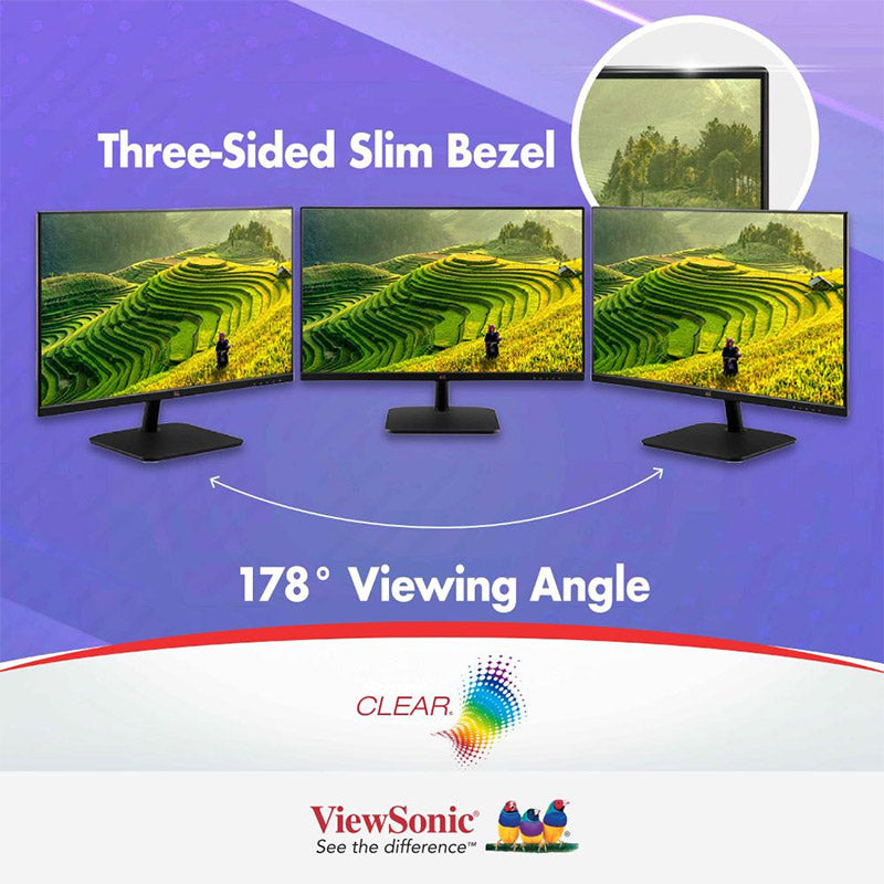 ViewSonic VA2432-H 24" 1080p IPS Monitor with Frameless Design, 100Hz Refresh rate, Flicker-Free & Blue Light Filter, for Home and Office Use