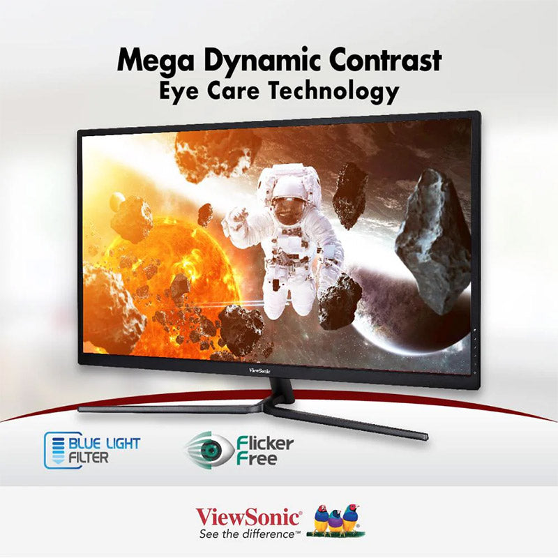 ViewSonic VX3211-4K-MHD 32" 4K Ultra HD 3840x2160 Monitor with 95% NTSC wide Colour Gamut Coverage, HDR10, AMD FreeSync, HDMI and DisplayPort, VA Technology