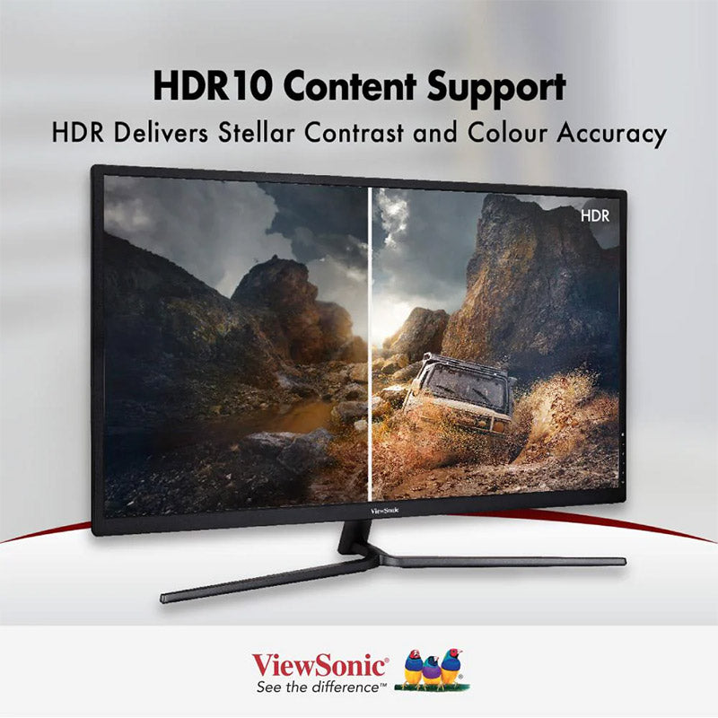 ViewSonic VX3211-4K-MHD 32" 4K Ultra HD 3840x2160 Monitor with 95% NTSC wide Colour Gamut Coverage, HDR10, AMD FreeSync, HDMI and DisplayPort, VA Technology