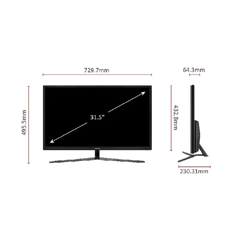 ViewSonic VX3211-4K-MHD 32" 4K Ultra HD 3840x2160 Monitor with 95% NTSC wide Colour Gamut Coverage, HDR10, AMD FreeSync, HDMI and DisplayPort, VA Technology