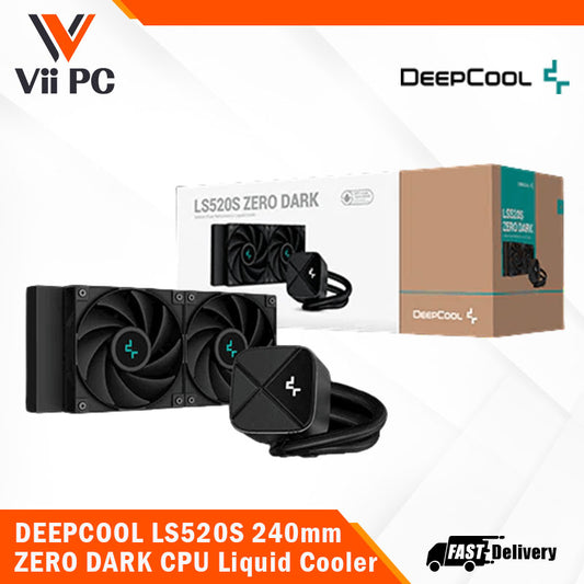 DEEPCOOL LS520S ZERO DARK CPU Liquid Cooler, 240mm, High-Performance FE120 FDB FANS, 4th GEN PUMP Powered AIOs, Hydro Bearing, White LED