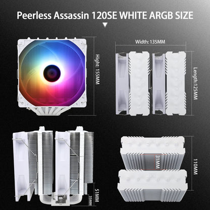 Thermalright Peerless Assassin 120 SE BLACK / BLACK ARGB / WHITE ARGB CPU Air Cooler, 6 Heat Pipes CPU Cooler, Dual 120mm TL-C12CW-S PWM Fan, AGHP Technology, for AMD AM4/AM5/Intel LGA1700/1150/1151/1155/1200