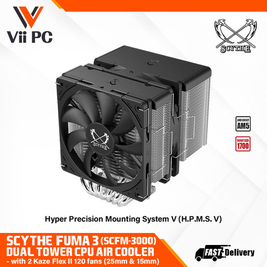 Scythe Fuma 3 high-end dual tower CPU air cooler, CPU AIR COOLER LGA 1700, AM5 Ready