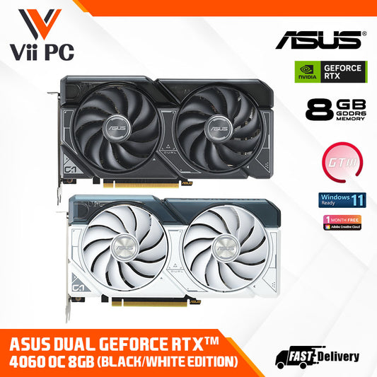 ASUS Dual Nvidia GeForce RTX 4060 RTX4060 OC Edition 8GB GDDR6 black or white two powerful Axial-tech fans and a 2.5-slot design for broad compatibility Gaming Graphics Card