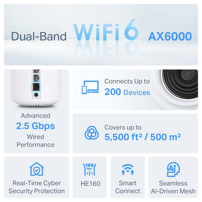 TP-LINK DECO X80 AX6000 Dual-Band Mesh Wi-Fi 6 System - 2/3 Pack