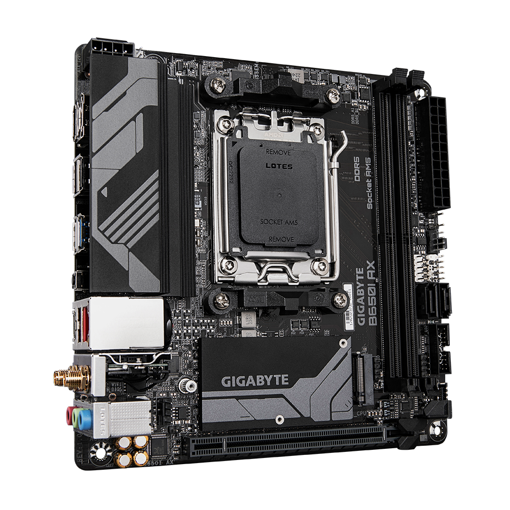 GIGABYTE B650I AX (rev. 1.0) AMD Socket AM5/Wi-Fi 6E/DDR5 Support/NVMe SSD Ready/2.5GbE LAN/ULTRA DURABLE Mini-ITX Motherboard