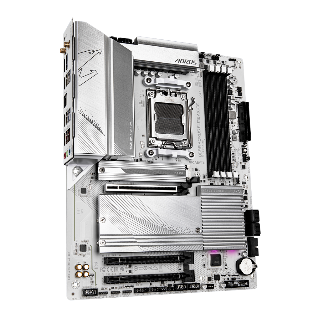 GIGABYTE B650 AORUS ELITE AX ICE AMD Socket AM5/ICE Series/Wi-Fi 6E/DDR5 Support/NVMe SSD Ready/2.5GbE LAN ATX Gaming Motherboard