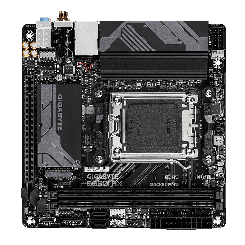 GIGABYTE B650I AX (rev. 1.0) AMD Socket AM5/Wi-Fi 6E/DDR5 Support/NVMe SSD Ready/2.5GbE LAN/ULTRA DURABLE Mini-ITX Motherboard