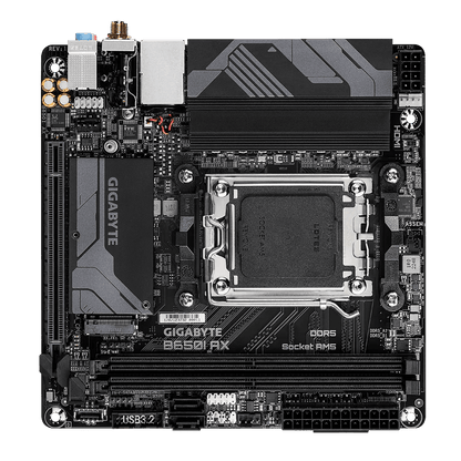 GIGABYTE B650I AX (rev. 1.0) AMD Socket AM5/Wi-Fi 6E/DDR5 Support/NVMe SSD Ready/2.5GbE LAN/ULTRA DURABLE Mini-ITX Motherboard