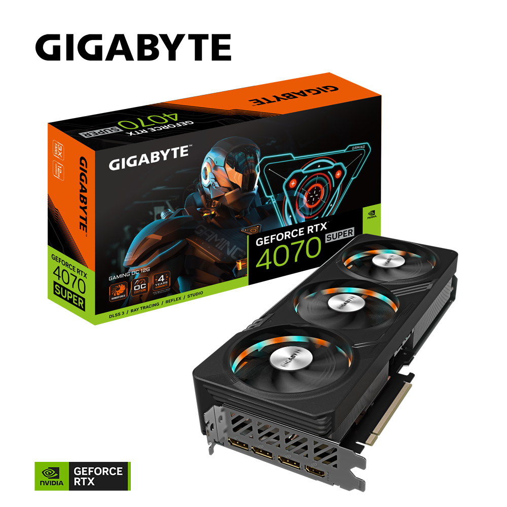 GIGABYTE GeForce RTX™ 4070 SUPER GAMING OC 12GB GDDR6X Graphics Card with DLSS 3 (PCI-E 4.0, 1 x 16-pin, OpenGL®4.6)