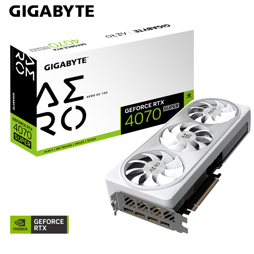 GIGABYTE GeForce RTX™ 4070 SUPER AERO OC 12GB GDDR6X Graphics Card with DLSS 3 (PCI-E 4.0, 1 x 16-pin, OpenGL®4.6)