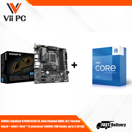GIGABYTE B760M DS3H AX Motherboard +  Intel Core i5-14600K (14th GEN) Processor BUNDLE