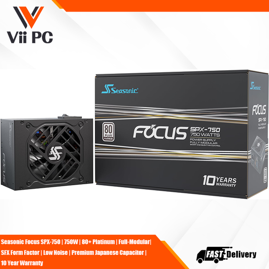 Seasonic Focus SPX-750 | 750W | 80+ Platinum | Full-Modular|SFX Form Factor | Low Noise | Premium Japanese Capacitor | 10 Year Warranty