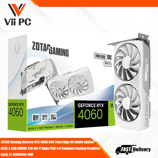 ZOTAC Gaming GeForce RTX 4060 8GB Twin Edge OC White Edition DLSS 3 8GB GDDR6 128-bit 17 Gbps PCIE 4.0 Compact Gaming Graphics Card, ZT-D40600Q-10M