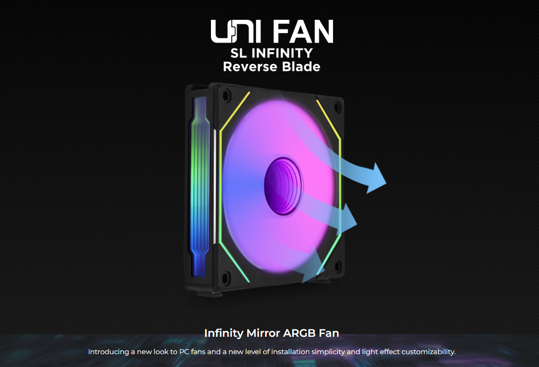 LIAN LI UNI FAN SL-INF 140 Single Pack REVERSE without Controller - BLACK or WHITE / 2 Yrs Wty