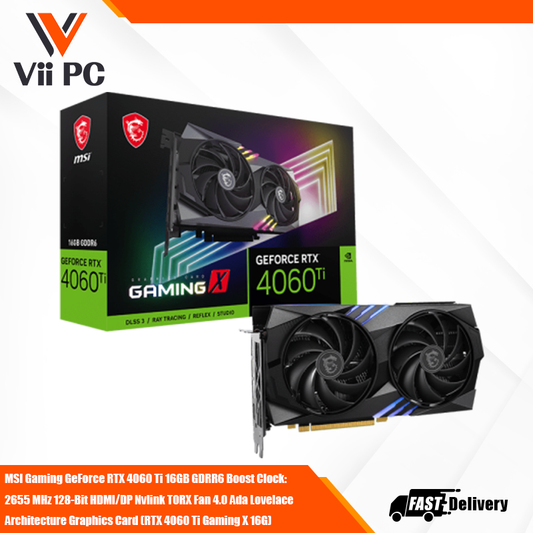 MSI Gaming GeForce RTX 4060 Ti 16GB GDRR6 Boost Clock: 2655 MHz 128-Bit HDMI/DP Nvlink TORX Fan 4.0 Ada Lovelace Architecture Graphics Card (RTX 4060 Ti Gaming X 16G)