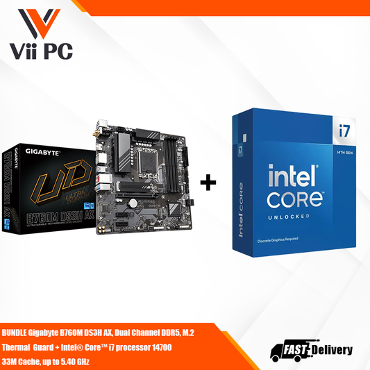 GIGABYTE B760M DS3H AX Motherboard + Intel Core i7-14700 (14th GEN) Processor BUNDLE