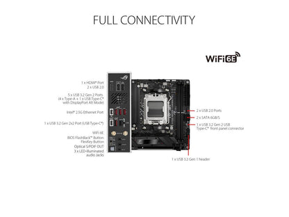ASUS ROG STRIX B650E-I GAMING WIFI AM5 Mini-ITX Motherboard + AMD Ryzen 7 7800X3D (AM5) Processor BUNDLE
