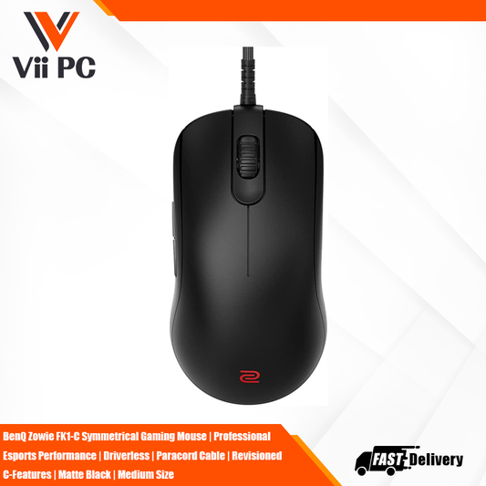 BenQ Zowie FK1-C Symmetrical Gaming Mouse | Professional Esports Performance | Driverless | Paracord Cable | Revisioned C-Features | Matte Black | Medium Size