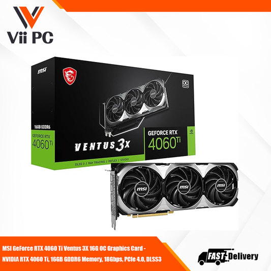 MSI GeForce RTX 4060 Ti Ventus 3X 16G OC Graphics Card -NVIDIA RTX 4060 Ti, 16GB GDDR6 Memory, 18Gbps, PCIe 4.0, DLSS3