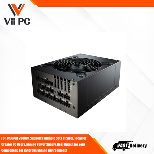 FSP CANNON 2000W, Supports Multiple Sets of Slots, Ideal for Creator PC Users, Mining Power Supply, Real Output for Your Component, For Rigorous Mining Environments, Long-Lasting 135mm FDB Fan