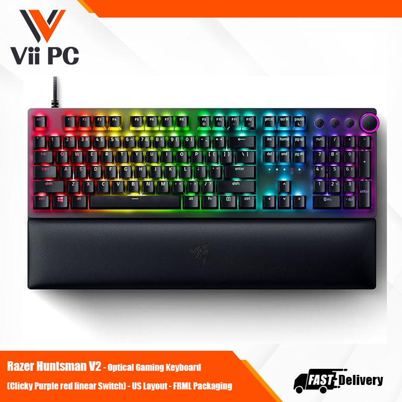 Razer Huntsman V2 - Optical Gaming Keyboard  (Clicky Purple red linear Switch) - US Layout - FRML Packaging