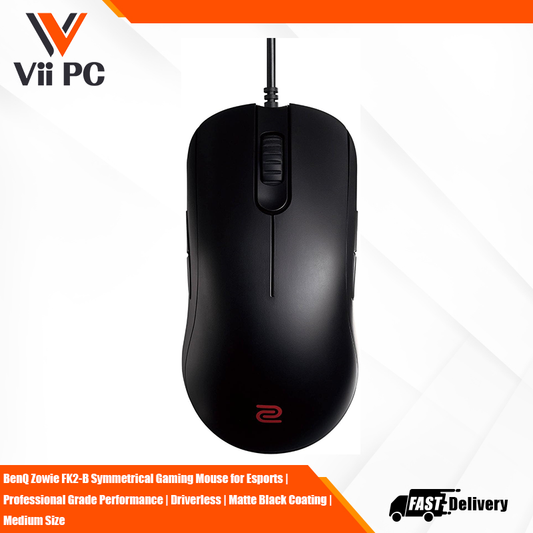 BenQ Zowie FK2-B Symmetrical Gaming Mouse for Esports | Professional Grade Performance | Driverless | Matte Black Coating | Medium Size