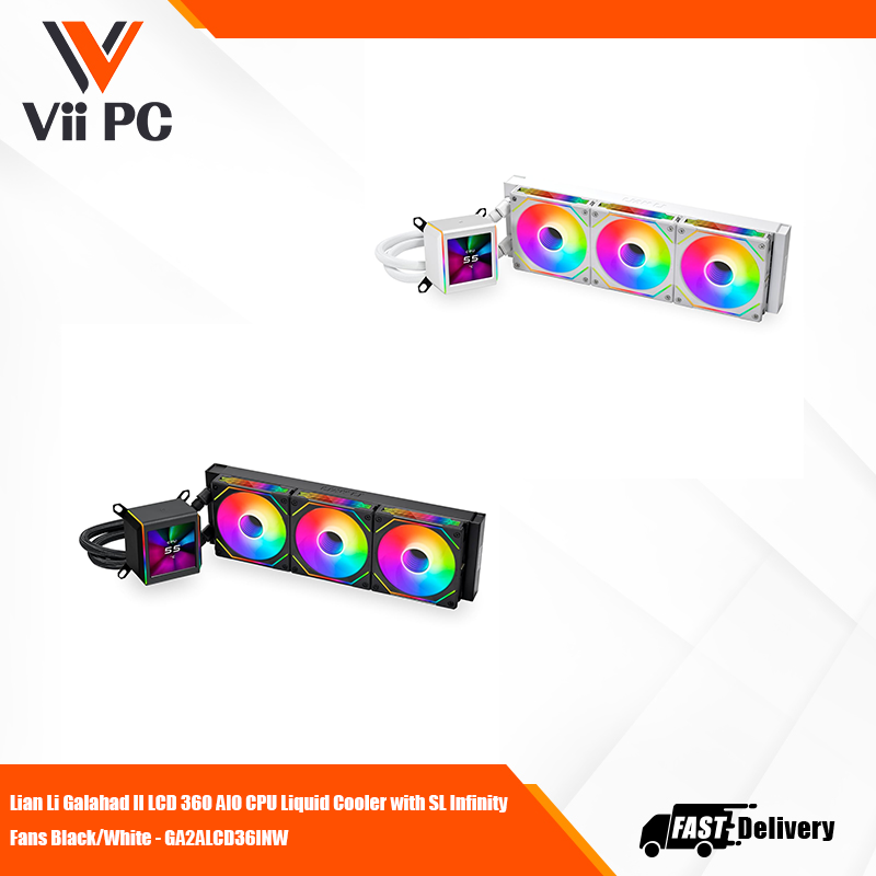 Lian Li Galahad II LCD 360 AIO CPU Liquid Cooler with SL Infinity Fans Black/White - GA2ALCD36INB/W